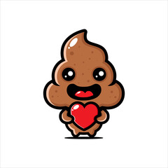 cute poo vector design hugging love