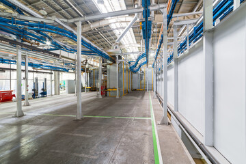 Industrial interior. Workshop equipped with conveyors.
