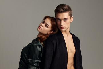 young couple posing attractive elegance intimacy seduction