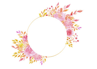 赤と黄色のバラの飾り枠