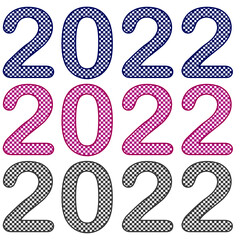 A set of number 2022, the year of the lord’s with checkers pattern inside the number. Concept about anniversaries, yearly, celebrating and etc.