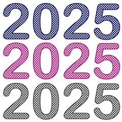A set of number 2025, the year of the lord’s with checkers pattern inside the number. Concept about anniversaries, yearly, celebrating and etc.