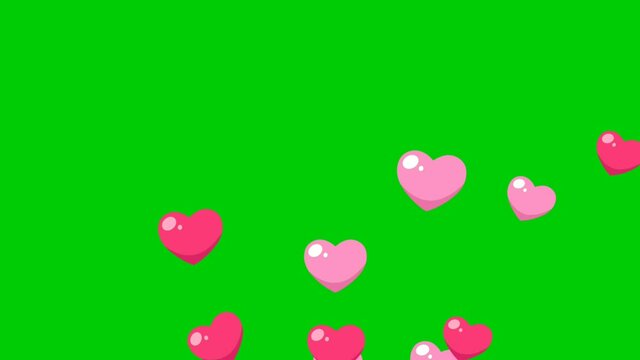 love icon moves on the green screen. Valentine's day backgrounds. Love you