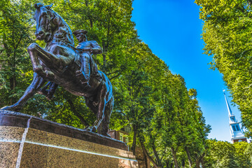 Naklejka premium Paul Revere Statue Old North Church Boston Massachusetts