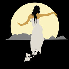 silhouette of a girl in the night