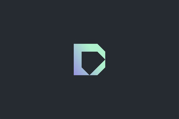 Futuristic Geometric Letter D Dark Background Logo Monogram Template