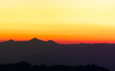 colorful sunset on top mountain Thailand