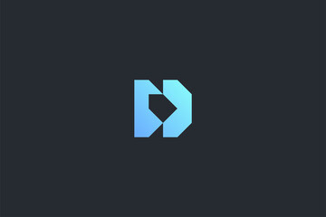 Futuristic Geometric Letter D Dark Background Logo Monogram Template