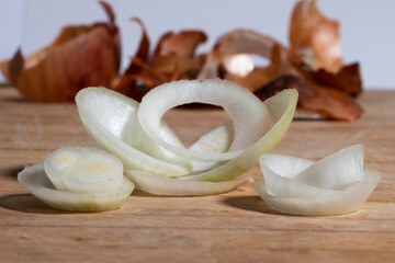 onion slice on a table