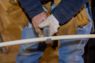 Length of plastic CPVC pipe for a plumbing pipe cutter for installation water line