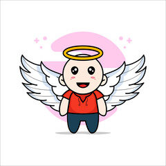 Cute kids character wearing angel costume.