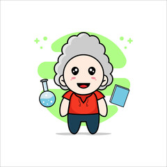 Cute kids character wearing scientist costume.