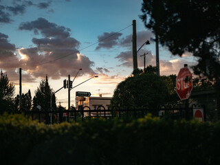 sunset in the village