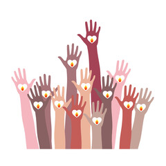 Hands with burning candle. Silhouette of hands with a lighted heart.