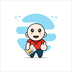 Cute kids character holding a presentation results.