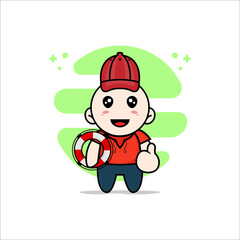 Cute kids character wearing Coast Guard costume.