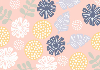 抽象的な菊の花や植物のかわいい背景 Cute background of abstract chrysanthemum flowers and plants.
