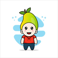Cute kids character wearing mango costume.
