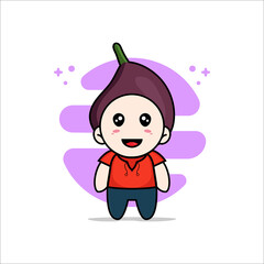 Cute kids character wearing fig costume.