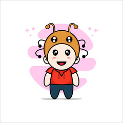 Cute kids character wearing ant costume.