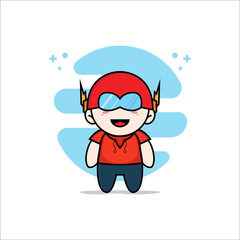 Cute kids character wearing superhero costume.