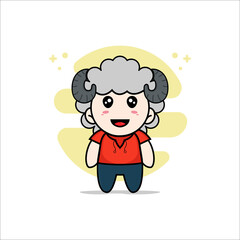 Cute kids character wearing sheep costume.