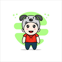 Cute kids character wearing dog costume.
