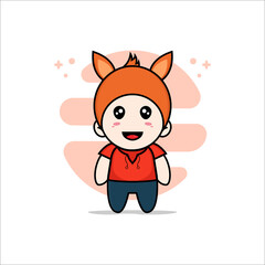 Cute kids character wearing fox costume.