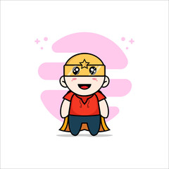 Cute kids character wearing superhero costume.