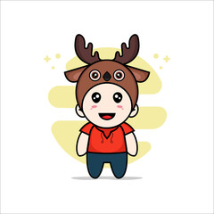 Cute kids character wearing deer costume.