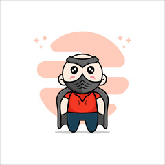 Cute kids character wearing superhero costume.