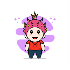 Cute kids character wearing Dragon fruit costume.