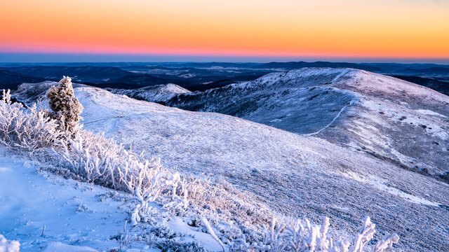 An awesome mountain landscape. Bukowe Berdo, Bieszczady National Park, The Carpathians, Poland