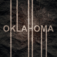 Image relative to USA travel. Oklahoma state name in geometry style design. Creative vintage typography poster concept.
