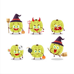 Obraz premium Halloween expression emoticons with cartoon character of slice of amla