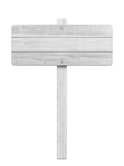 White wooden sign isolated on white background. Object with clipping path.