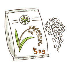 お米（5kg）　This is an illustration of Japanese rice.