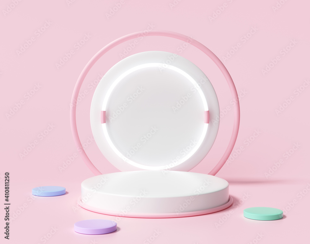 Aufkleber clean cylinder podium with circular on white background. abstract minimal colorful scene with geomet