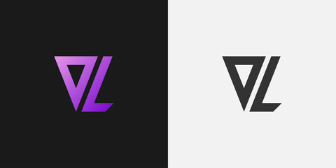 Initial Letter V and L Logo in Minimalist Concept. VL logo with Purple Gradient. Usable for Business and Technology Logo. Flat Vector Logo Design Template Element.