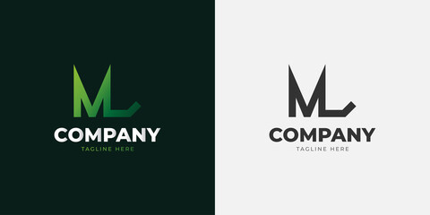 Initial Letter M and L Logo. ML logo with Green Gradient. Usable for Business Logo. Flat Vector Logo Design Template Element.