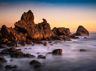 A sunset at the ocean in the central pacific coast of Costa Rica