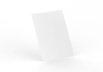 White sheet of paper mockup, clean empty paper note mock up template of A4 format with shadow on white background, 3d illustration