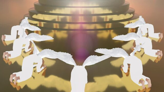 7 &aacute;ngeles postrados ante el Trono de Dios, Animaci&oacute;n 3d