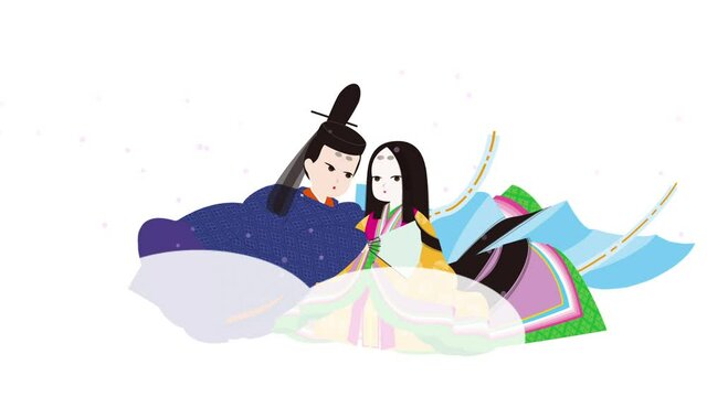日本の平安貴族のカップルイメージ　イラスト