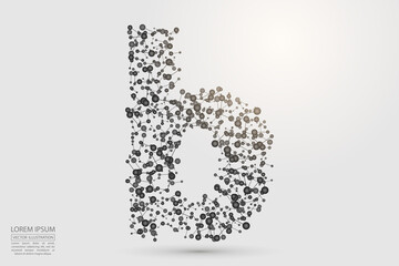 English letters abstract font consists 3d of triangles, lines, dots and connections. Vector illustration EPS 10.