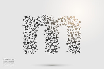 English letters abstract font consists 3d of triangles, lines, dots and connections. Vector illustration EPS 10.