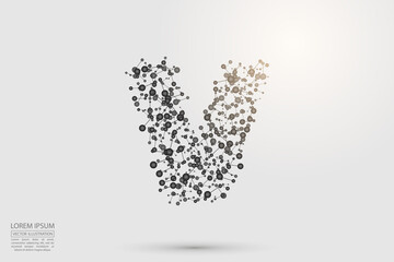 English letters abstract font consists 3d of triangles, lines, dots and connections. Vector illustration EPS 10.