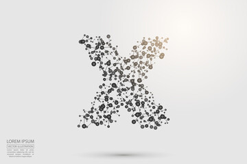 English letters abstract font consists 3d of triangles, lines, dots and connections. Vector illustration EPS 10.