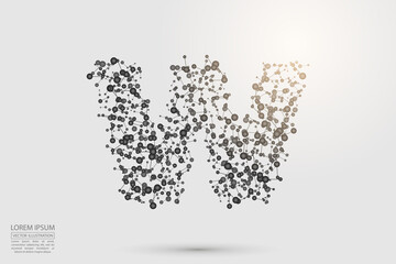 English letters abstract font consists 3d of triangles, lines, dots and connections. Vector illustration EPS 10.