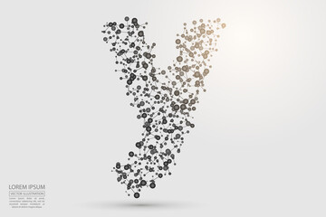 English letters abstract font consists 3d of triangles, lines, dots and connections. Vector illustration EPS 10.